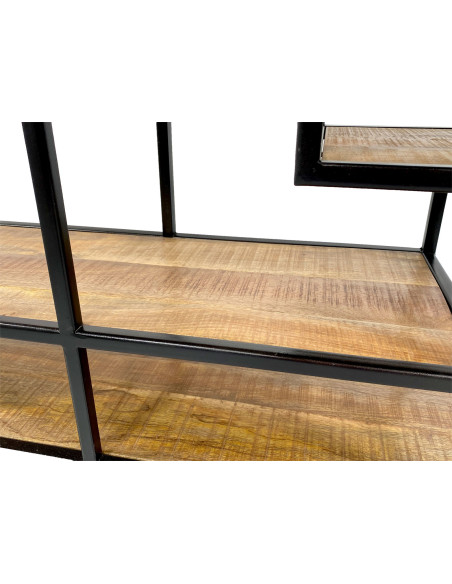 Meuble télé moderne 3 étagères en Bois de manguier massif Naturel Métal Noir Evrion - 4