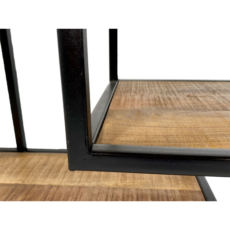 Meuble télé moderne 3 étagères en Bois de manguier massif Naturel Métal Noir Evrion - 5