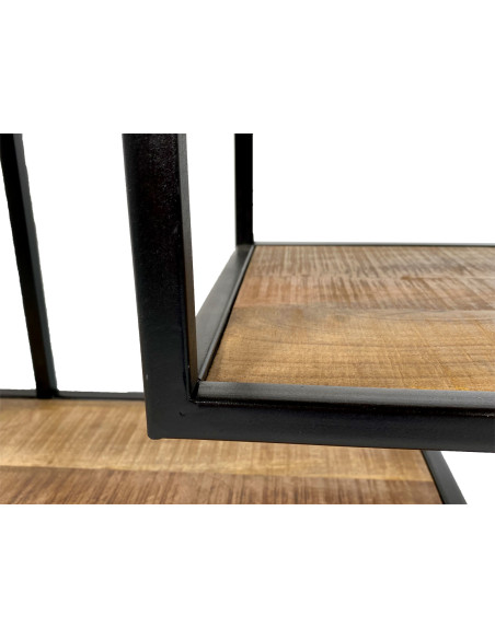 Meuble télé moderne 3 étagères en Bois de manguier massif Naturel Métal Noir Evrion - 5