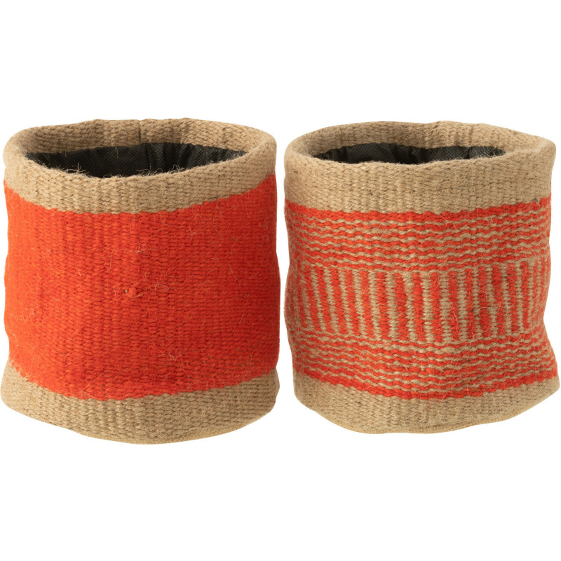 Cache-pot Rond Diamètre 15 cm en Jute Naturel Orange Kyler (Lot de 2) - 1