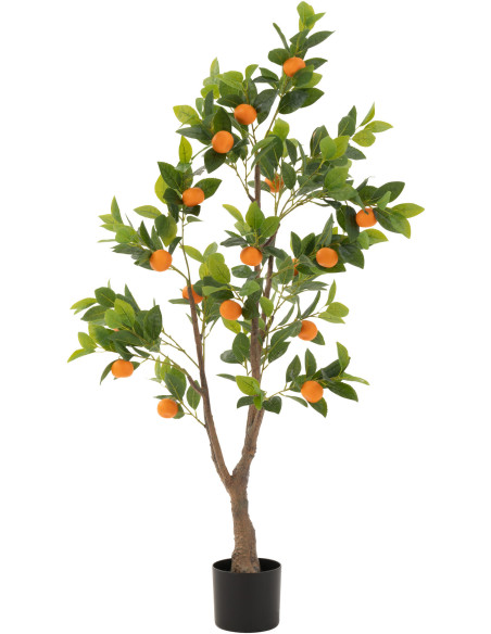 Arbre artificiel Oranger Hauteur 130 cm en Plastique Vert Orange avec pot - 1