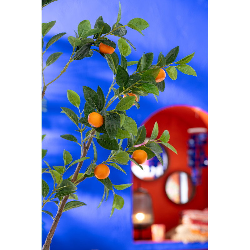 Arbre artificiel Oranger Hauteur 130 cm en Plastique Vert Orange avec pot - 3