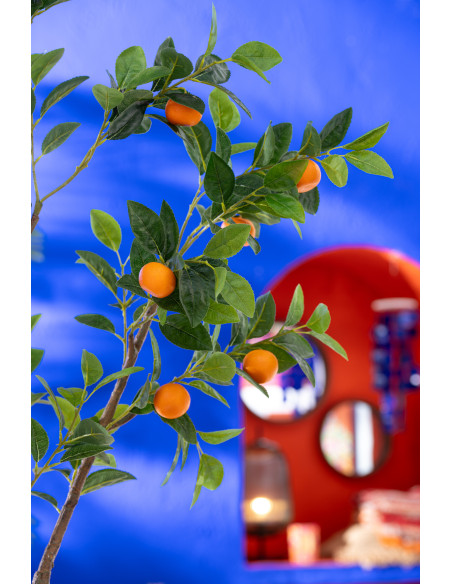 Arbre artificiel Oranger Hauteur 130 cm en Plastique Vert Orange avec pot - 3