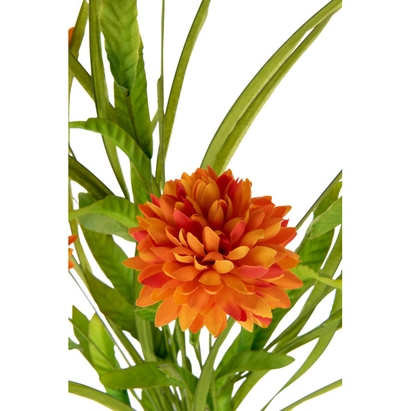 Fleur artificielle Chrysanthème Hauteur 80 cm en Plastique Orange Vert - 2