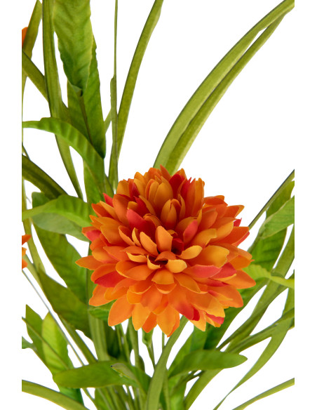 Fleur artificielle Chrysanthème Hauteur 80 cm en Plastique Orange Vert - 2