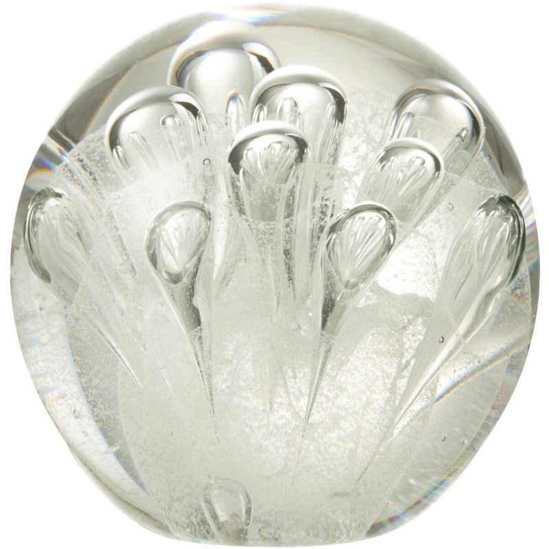 Sulfure Ronde Bulles 10 cm en Verre Blanc Allyn - 1