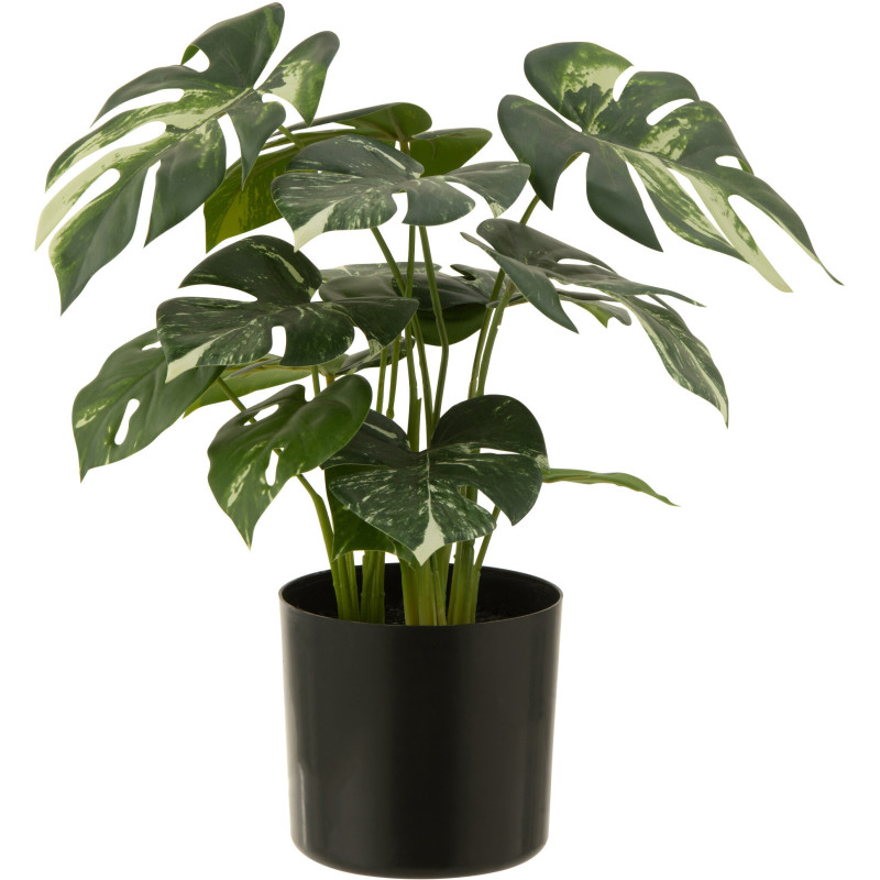 Plante artificielle Monstera Hauteur 40 cm en Plastique Vert avec pot - 1