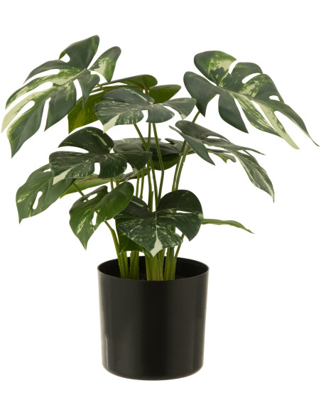 Plante artificielle Monstera Hauteur 40 cm en Plastique Vert avec pot - 1