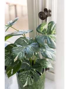 Plante artificielle Monstera Hauteur 40 cm en Plastique Vert avec pot - 2
