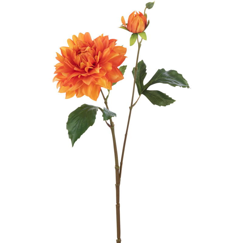 Feuille artificielle Dahlia Hauteur 60 cm en Plastique Orange Vert - 1