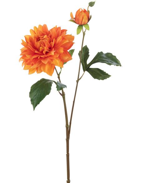 Feuille artificielle Dahlia Hauteur 60 cm en Plastique Orange Vert - 1
