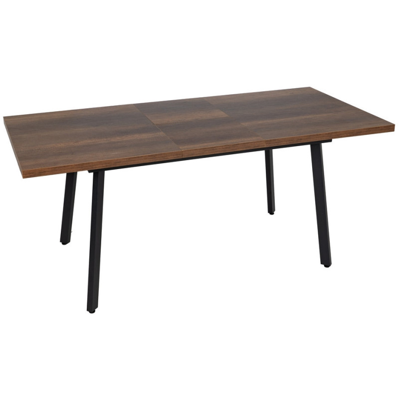 Grande Table à manger extensible moderne Rectangulaire 8 personnes en Bois MDF Marron Métal Noir Maren - 1
