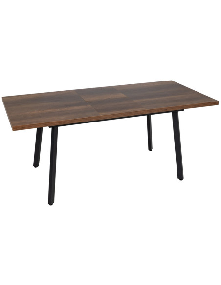Grande Table à manger extensible moderne Rectangulaire 8 personnes en Bois MDF Marron Métal Noir Maren - 1