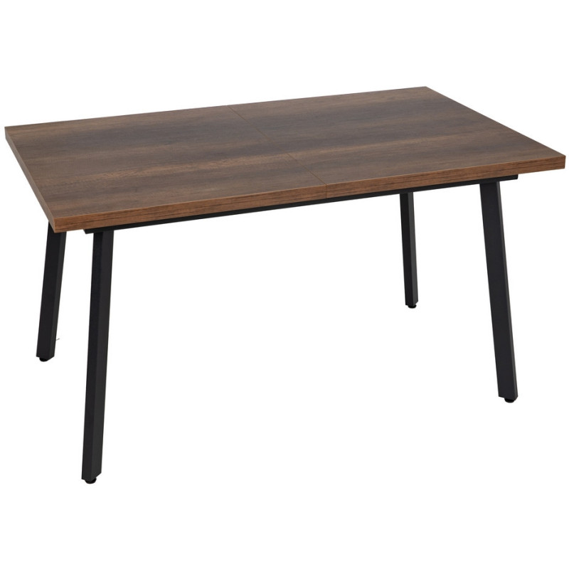 Grande Table à manger extensible moderne Rectangulaire 8 personnes en Bois MDF Marron Métal Noir Maren - 2