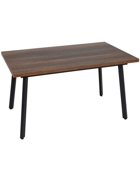 Grande Table à manger extensible moderne Rectangulaire 8 personnes en Bois MDF Marron Métal Noir Maren - 2
