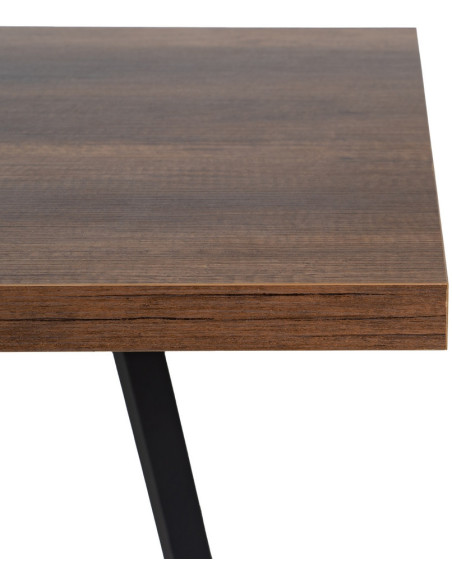 Grande Table à manger extensible moderne Rectangulaire 8 personnes en Bois MDF Marron Métal Noir Maren - 5