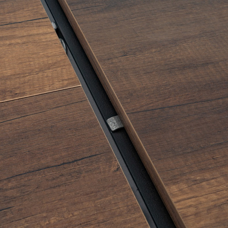 Grande Table à manger extensible moderne Rectangulaire 8 personnes en Bois MDF Marron Métal Noir Maren - 6