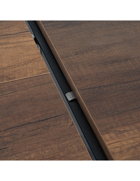 Grande Table à manger extensible moderne Rectangulaire 8 personnes en Bois MDF Marron Métal Noir Maren - 6