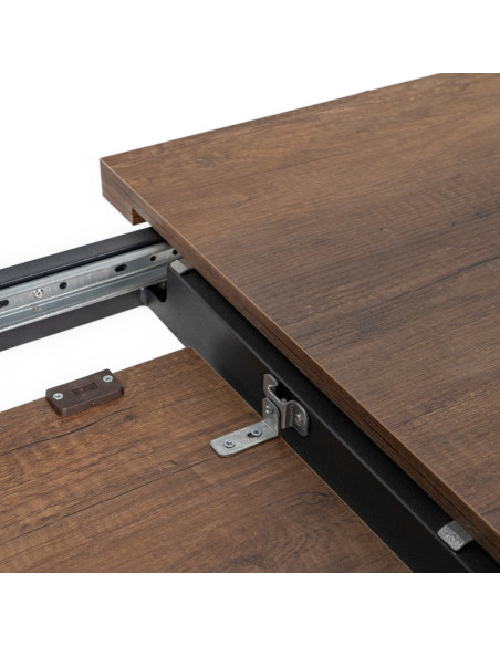 Grande Table à manger extensible moderne Rectangulaire 8 personnes en Bois MDF Marron Métal Noir Maren - 7