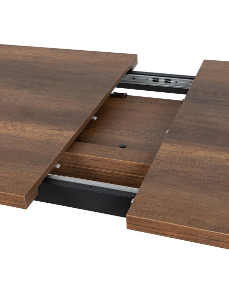 Grande Table à manger extensible moderne Rectangulaire 8 personnes en Bois MDF Marron Métal Noir Maren - 8