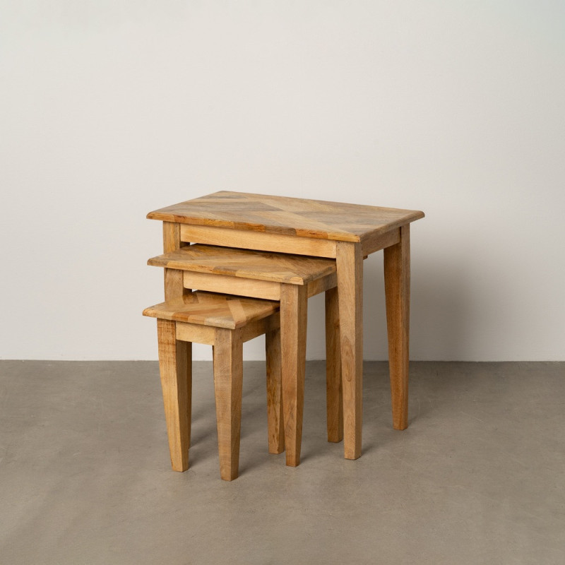 Table d'appoint gigogne Rectangulaire en Bois de manguier Naturel Madia (Lot de 3) - 11