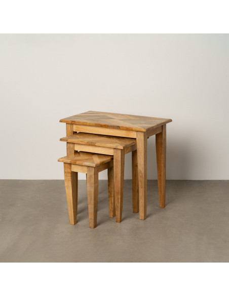 Table d'appoint gigogne Rectangulaire en Bois de manguier Naturel Madia (Lot de 3) - 11