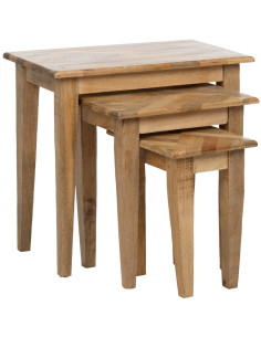 Table d'appoint gigogne Rectangulaire en Bois de manguier Naturel Madia (Lot de 3) - 1