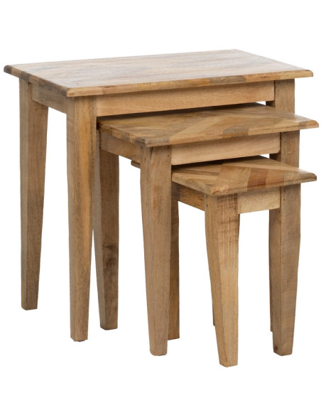 Table d'appoint gigogne Rectangulaire en Bois de manguier Naturel Madia (Lot de 3) - 1