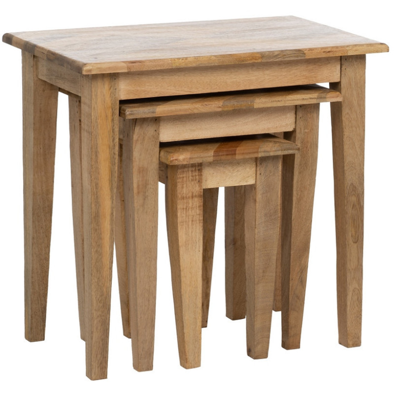Table d'appoint gigogne Rectangulaire en Bois de manguier Naturel Madia (Lot de 3) - 2