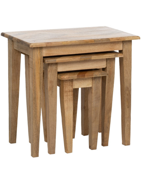 Table d'appoint gigogne Rectangulaire en Bois de manguier Naturel Madia (Lot de 3) - 2