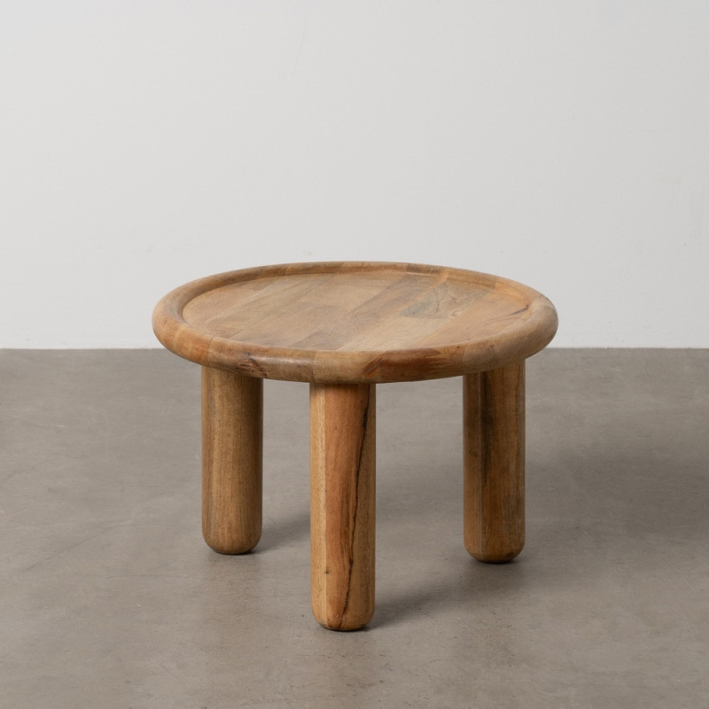 Table basse rustique chic Ronde en Bois de manguier Naturel Nerina - 8
