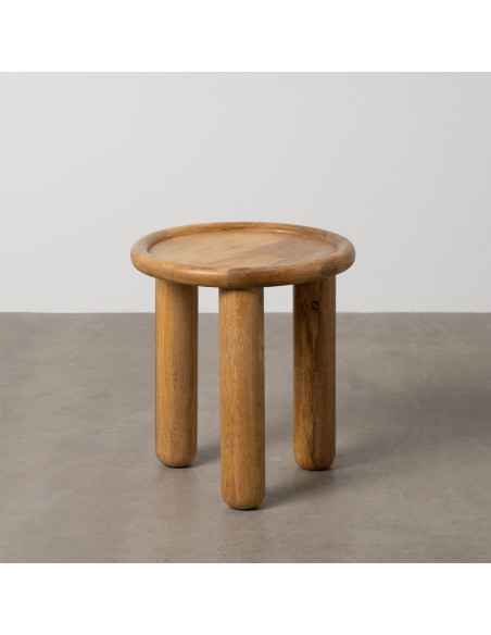 Table d'appoint rustique chic Ronde en Bois de manguier Naturel Nerina - 8