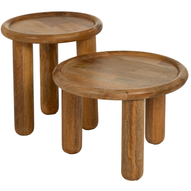 Table d'appoint rustique chic Ronde en Bois de manguier Naturel Nerina - 7