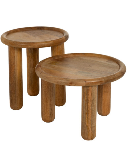 Table d'appoint rustique chic Ronde en Bois de manguier Naturel Nerina - 7