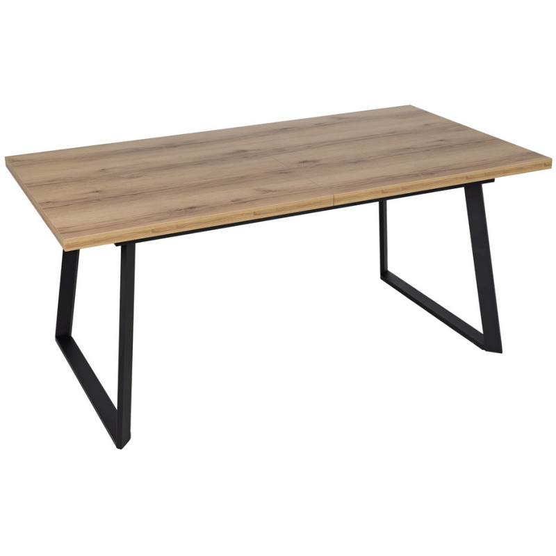 Grande Table à manger extensible industrielle Rectangulaire 10 personnes en Bois MDF Naturel Métal Noir Nerea - 2