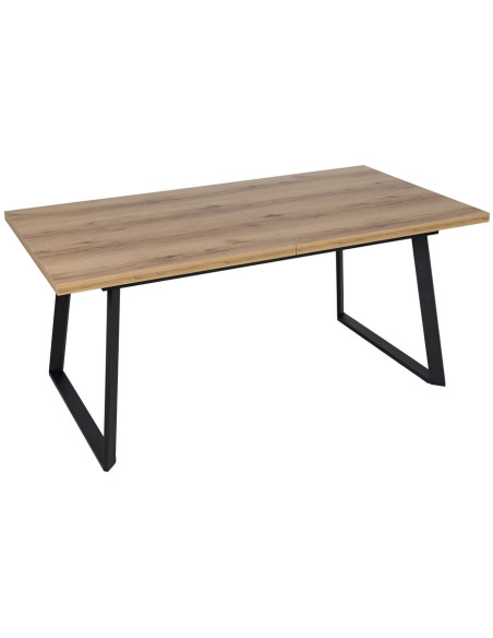Grande Table à manger extensible industrielle Rectangulaire 10 personnes en Bois MDF Naturel Métal Noir Nerea - 2