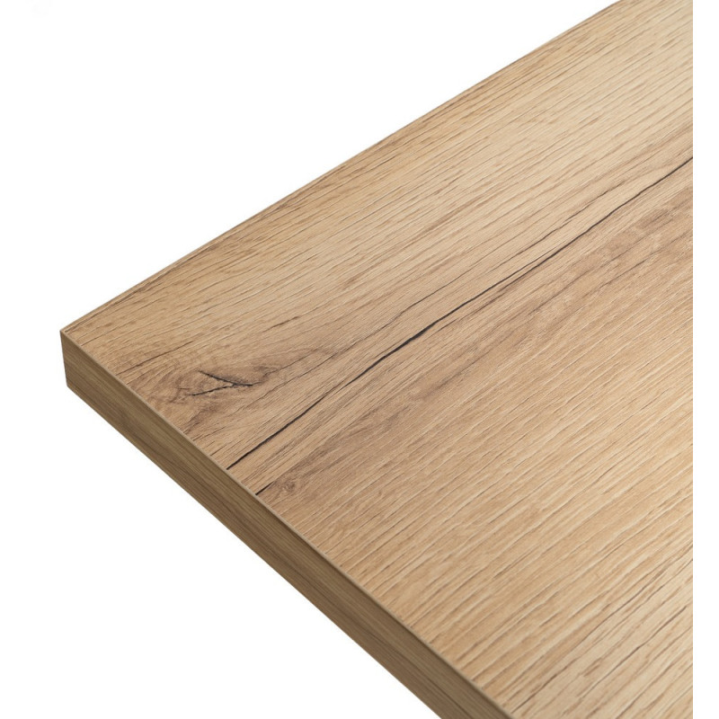 Grande Table à manger extensible industrielle Rectangulaire 10 personnes en Bois MDF Naturel Métal Noir Nerea - 3