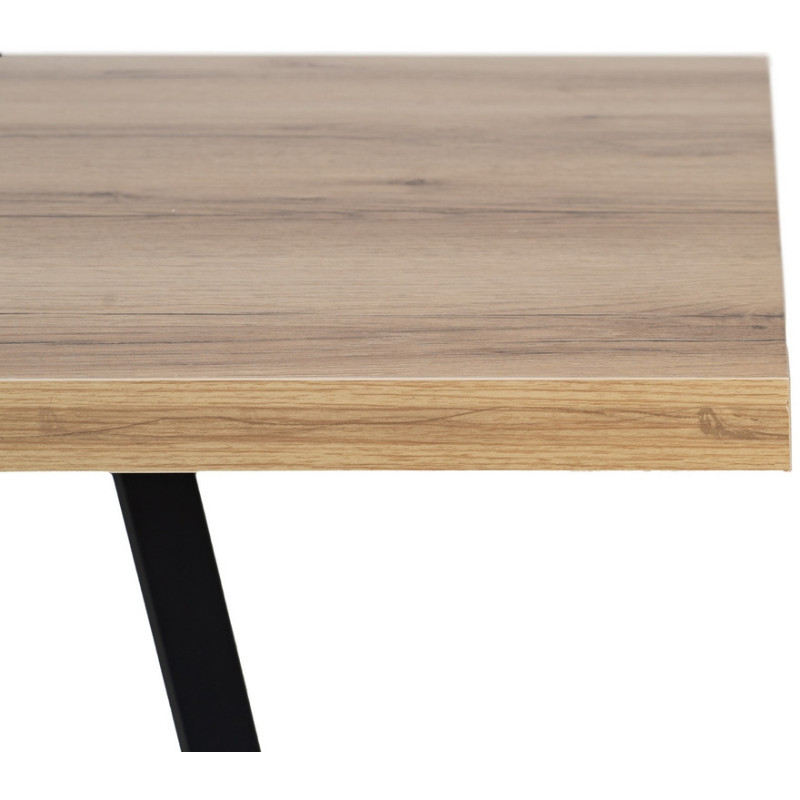 Grande Table à manger extensible industrielle Rectangulaire 10 personnes en Bois MDF Naturel Métal Noir Nerea - 5