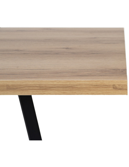 Grande Table à manger extensible industrielle Rectangulaire 10 personnes en Bois MDF Naturel Métal Noir Nerea - 5