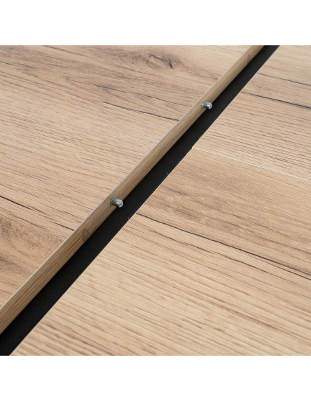 Grande Table à manger extensible industrielle Rectangulaire 10 personnes en Bois MDF Naturel Métal Noir Nerea - 6