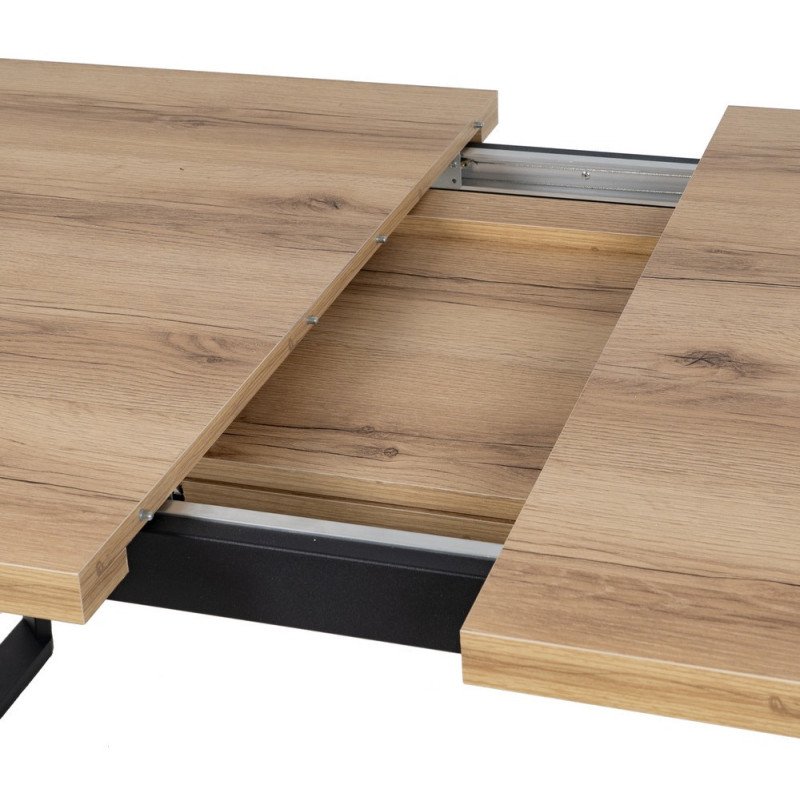 Grande Table à manger extensible industrielle Rectangulaire 10 personnes en Bois MDF Naturel Métal Noir Nerea - 8