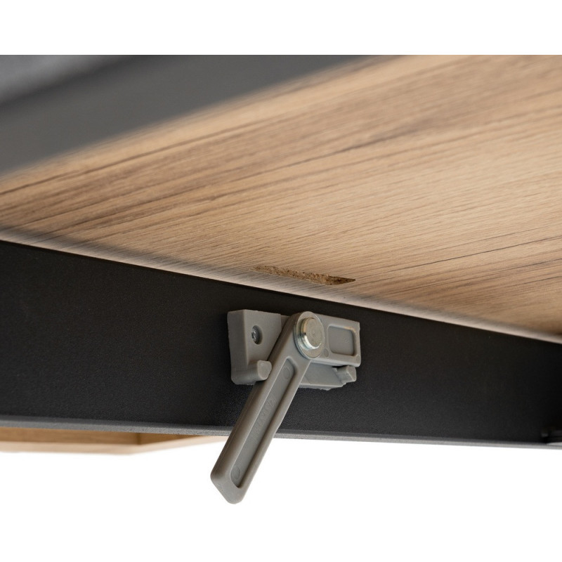 Grande Table à manger extensible industrielle Rectangulaire 10 personnes en Bois MDF Naturel Métal Noir Nerea - 9