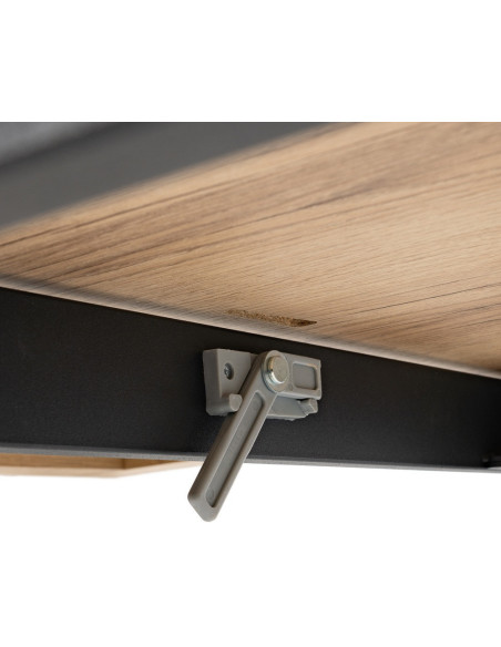 Grande Table à manger extensible industrielle Rectangulaire 10 personnes en Bois MDF Naturel Métal Noir Nerea - 9