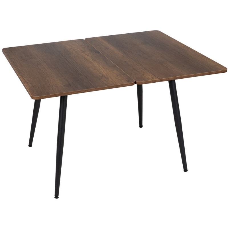 Table à manger extensible moderne Rectangulaire en Bois MDF Marron Métal Noir Celia - 1