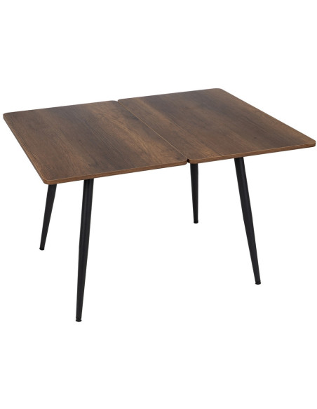 Table à manger extensible moderne Rectangulaire en Bois MDF Marron Métal Noir Celia - 1