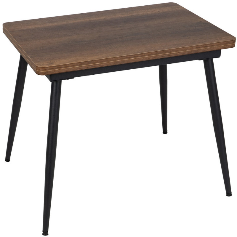 Table à manger extensible moderne Rectangulaire en Bois MDF Marron Métal Noir Celia - 2