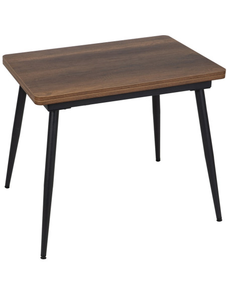 Table à manger extensible moderne Rectangulaire en Bois MDF Marron Métal Noir Celia - 2