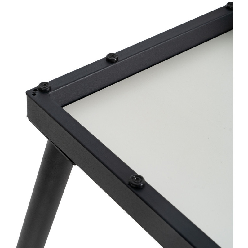 Table à manger extensible moderne Rectangulaire en Bois MDF Marron Métal Noir Celia - 6