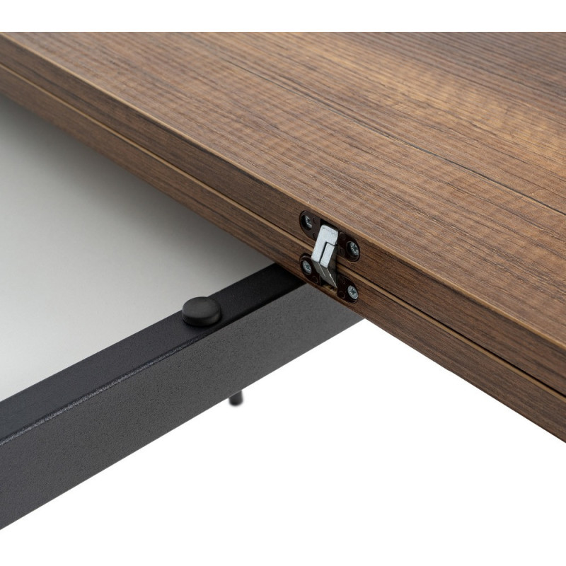 Table à manger extensible moderne Rectangulaire en Bois MDF Marron Métal Noir Celia - 7