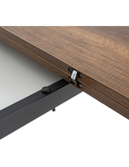 Table à manger extensible moderne Rectangulaire en Bois MDF Marron Métal Noir Celia - 7
